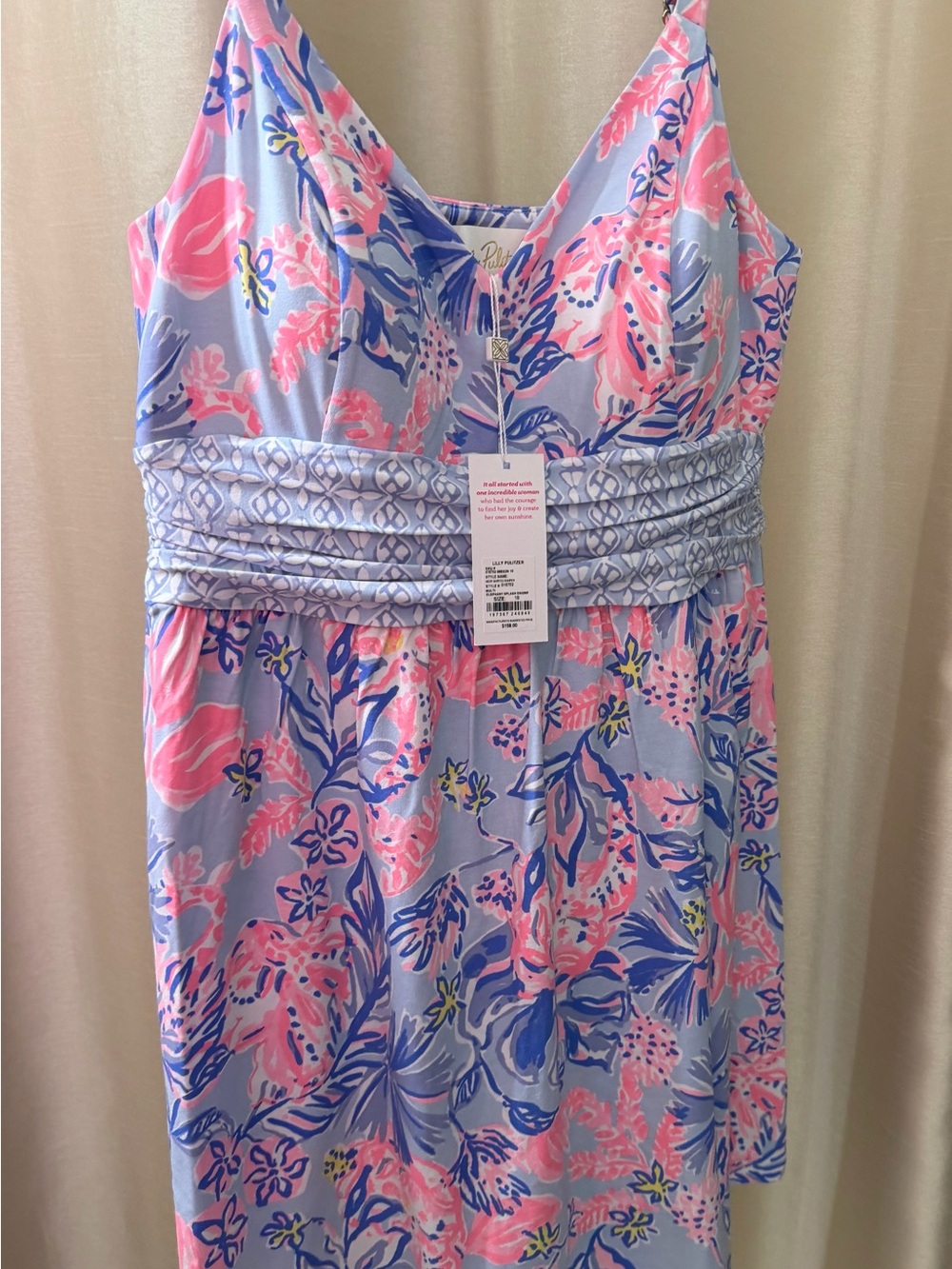 Lilly Pulitzer Pink & Blue Floral Spaghetti-Strap Dress